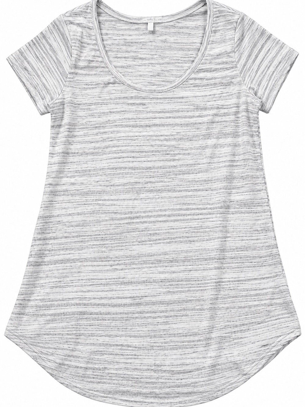 Charlotte Russe Gray & White Striped Scoop Neck Short Sleeve Tee